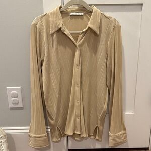 Abercrombie & Fitch Champagne Silky Textured Button down